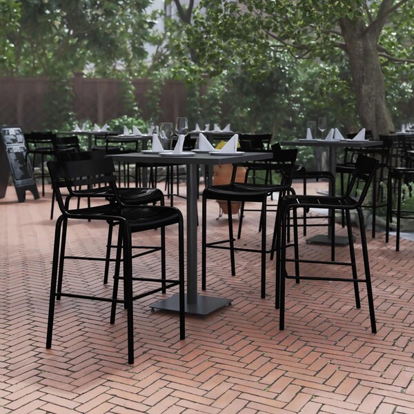Flash Furniture Black All-Weather Steel Bar Stool, 4PK 4-XU-CH-10318-B-BK-GG - main